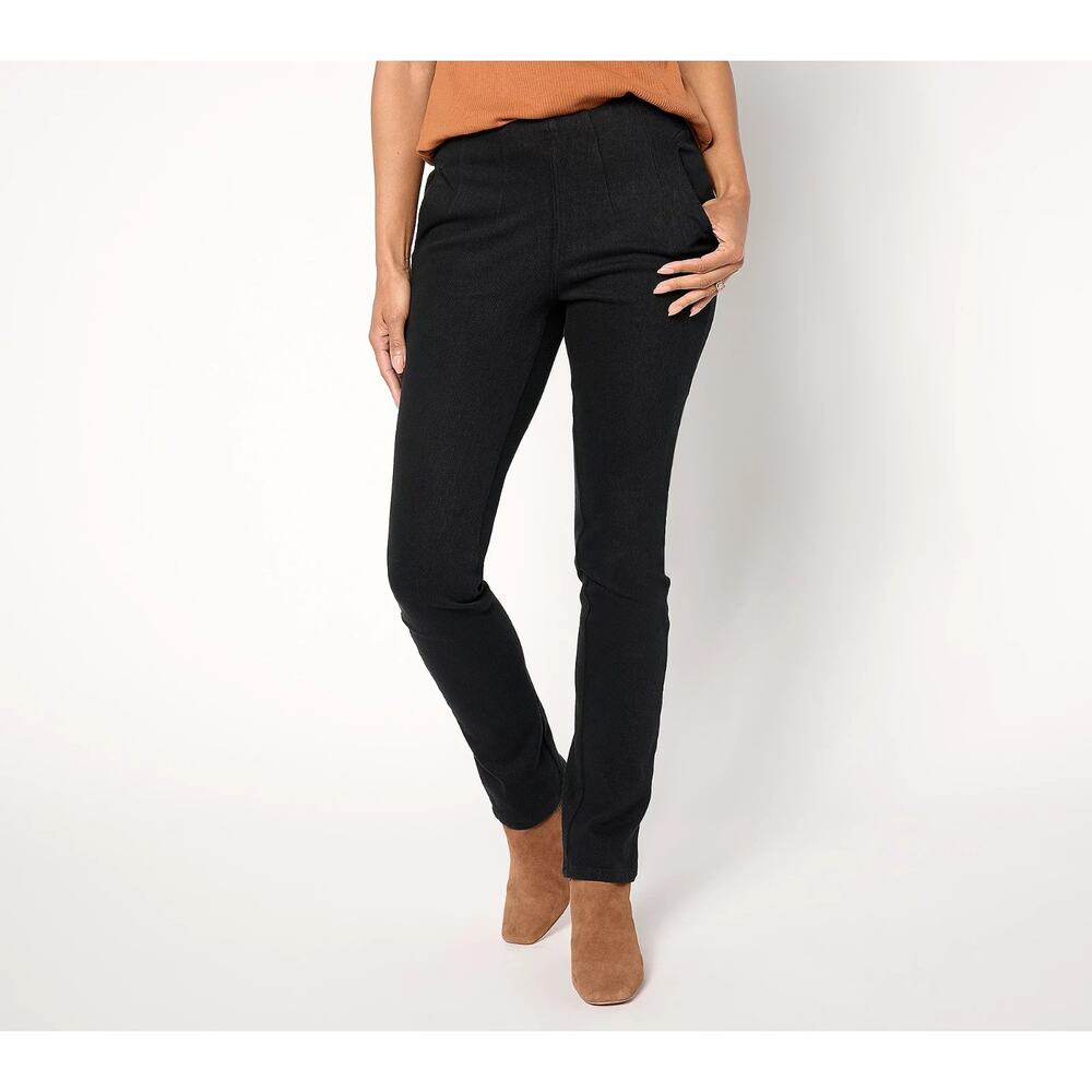 Belle Kim Gravel Flexibelle Hollywood Waist Pant Pockets Black Plus Petite 32WP